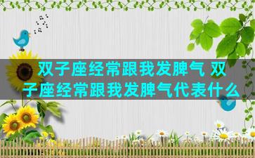 双子座经常跟我发脾气 双子座经常跟我发脾气代表什么
